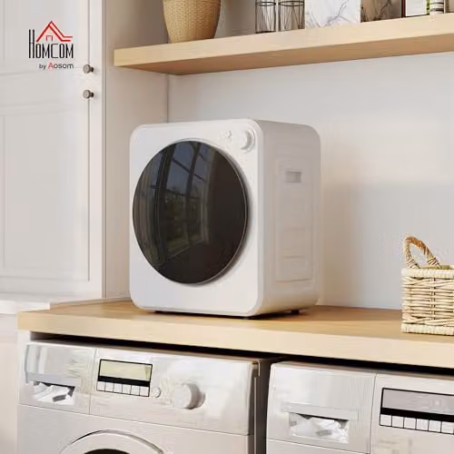 HOMCOM 4kg Front Load Portable Clothes Dryer with 2 Power Modes, White – 2