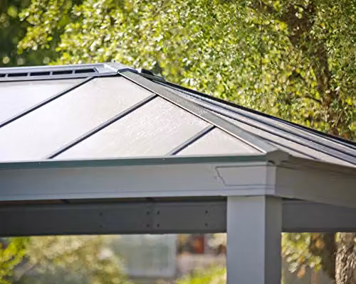 Palram Dallas Rectangular Garden Gazebo in Grey with Aluminium Frame and Polycarbonate Hard Roof, W/D/H: 607.05 x 295.95 x 360 cm – 3