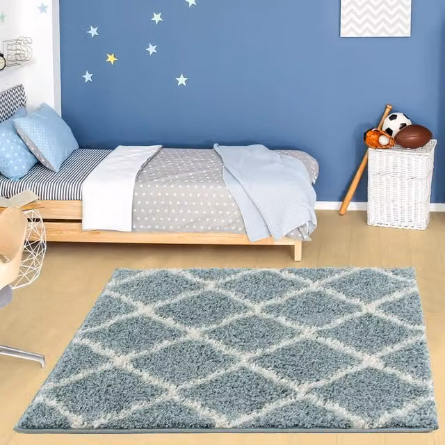 Myshaggy Moroccan Design Square Rug in Duck Egg Blue, 120 x 120 cm