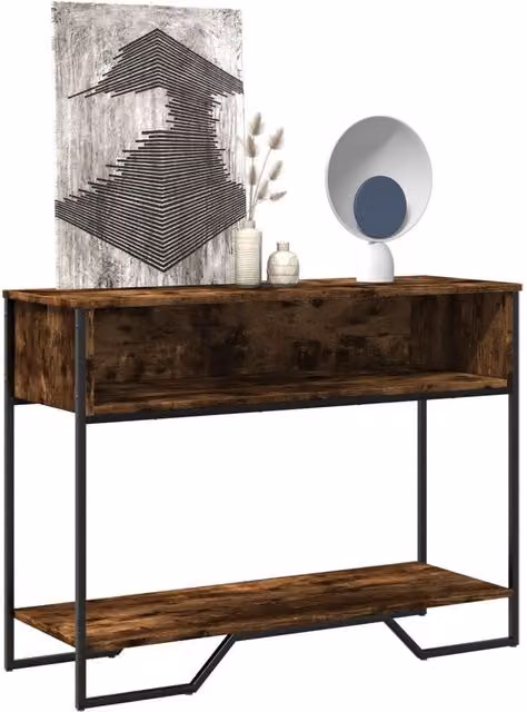 Berkfield Home Smoked Oak Console Table in Brown, W/D/H: 100 x 35 x 74.5 cm