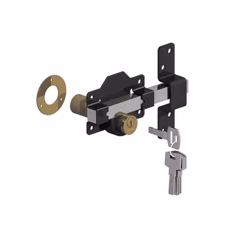 Gatemate Premium Long Throw Double Locking Door Add Lock in Stainless Steel and Black