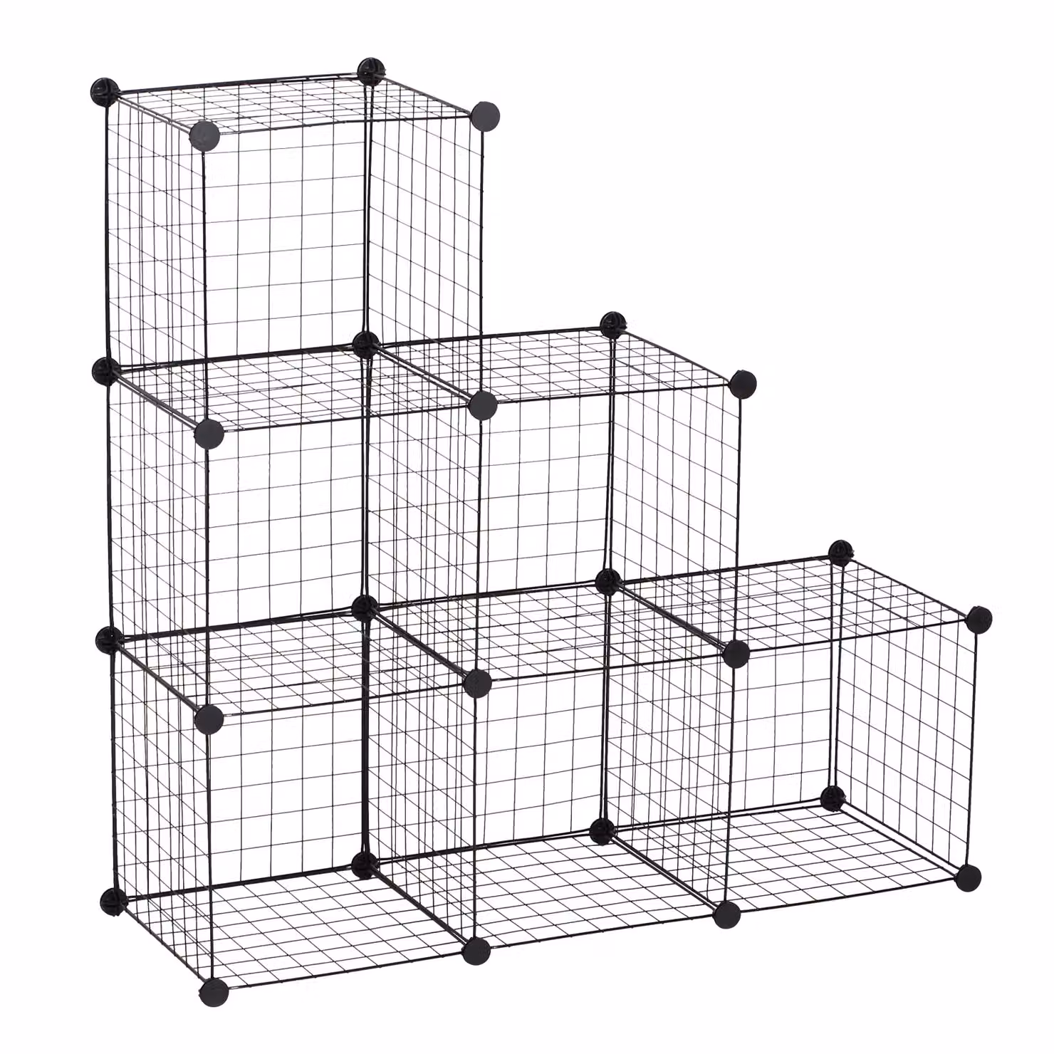 HOMCOM 6 Cube Metal Wire Rack Interlocking Storage Cabinet Organiser in Black – 2