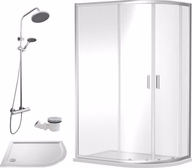 Balterley White Offset Right Quadrant Shower Tray W: 1200 mm, D: 800 mm