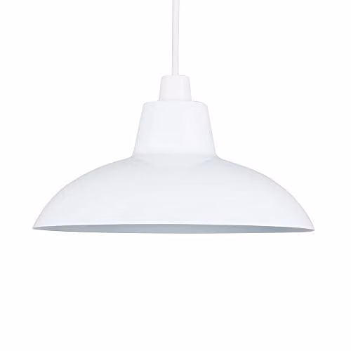 MiniSun Retro Style Gloss White Metal Dome Ceiling Light Shade, Shade Width: 28.8 cm