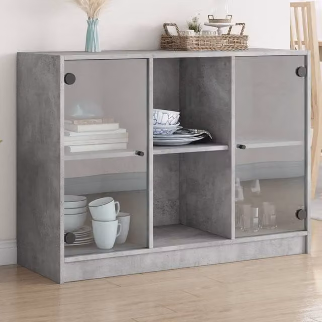 Berkfield Home Modern Sideboard in Concrete Grey, W/D/H: 102 x 37 x 75.5 cm