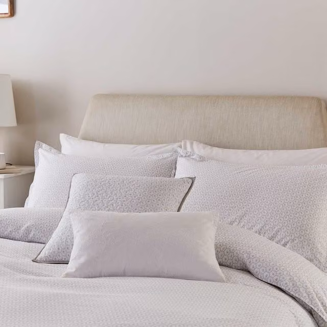 Murmur Florin Cotton Percale Duvet Cover and Pillowcase Set, Beige, W: 200 cm x H: 200 cm