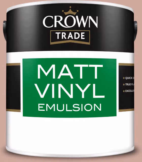 Crown Trade Matt Vinyl Dispersion Paint in Powdered Clay, 2.5l