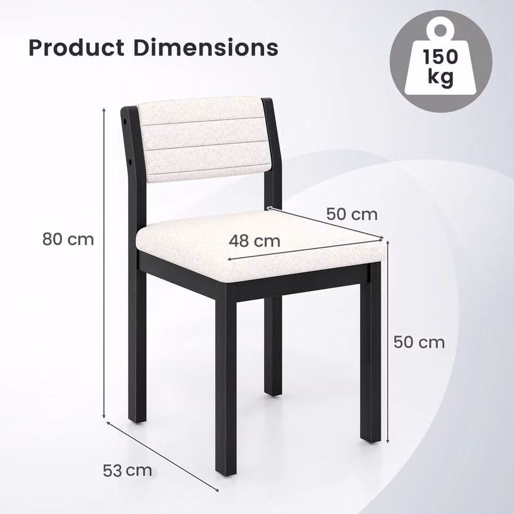 FORGEVIO Set of 2 Armless Side Chairs in White Imitation Lamb Fleece with Rubberwood Legs – 2