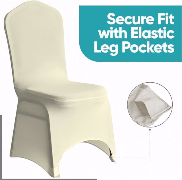 Trimming Shop Stretch Fabric Dining Chair Slipcovers, Ivory, Width: 34 cm