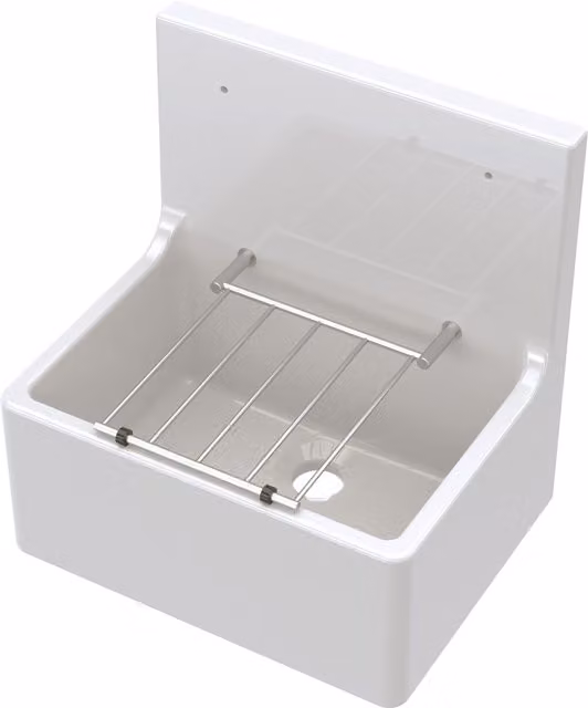 Balterley White Ceramic Single Bowl Kitchen Sink with Grill, W: 51.5 cm, D: 53.5 cm, H: 39.3 cm