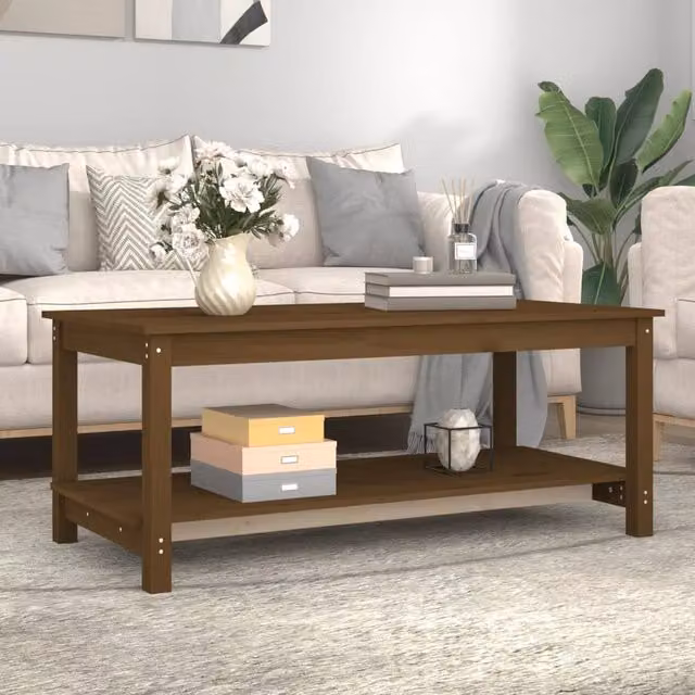 Berkfield Home Beautiful Coffee Table in Honey Brown Solid Pine Wood, W: 110 cm, D: 55 cm, H: 45 cm