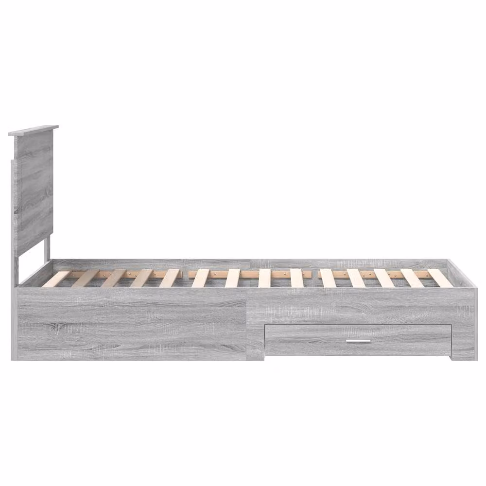 Berkfield Home Modern Bed Frame with Drawer in Grey Sonoma, Engineered Wood, W/D/H: 90 x 190 cm – 2