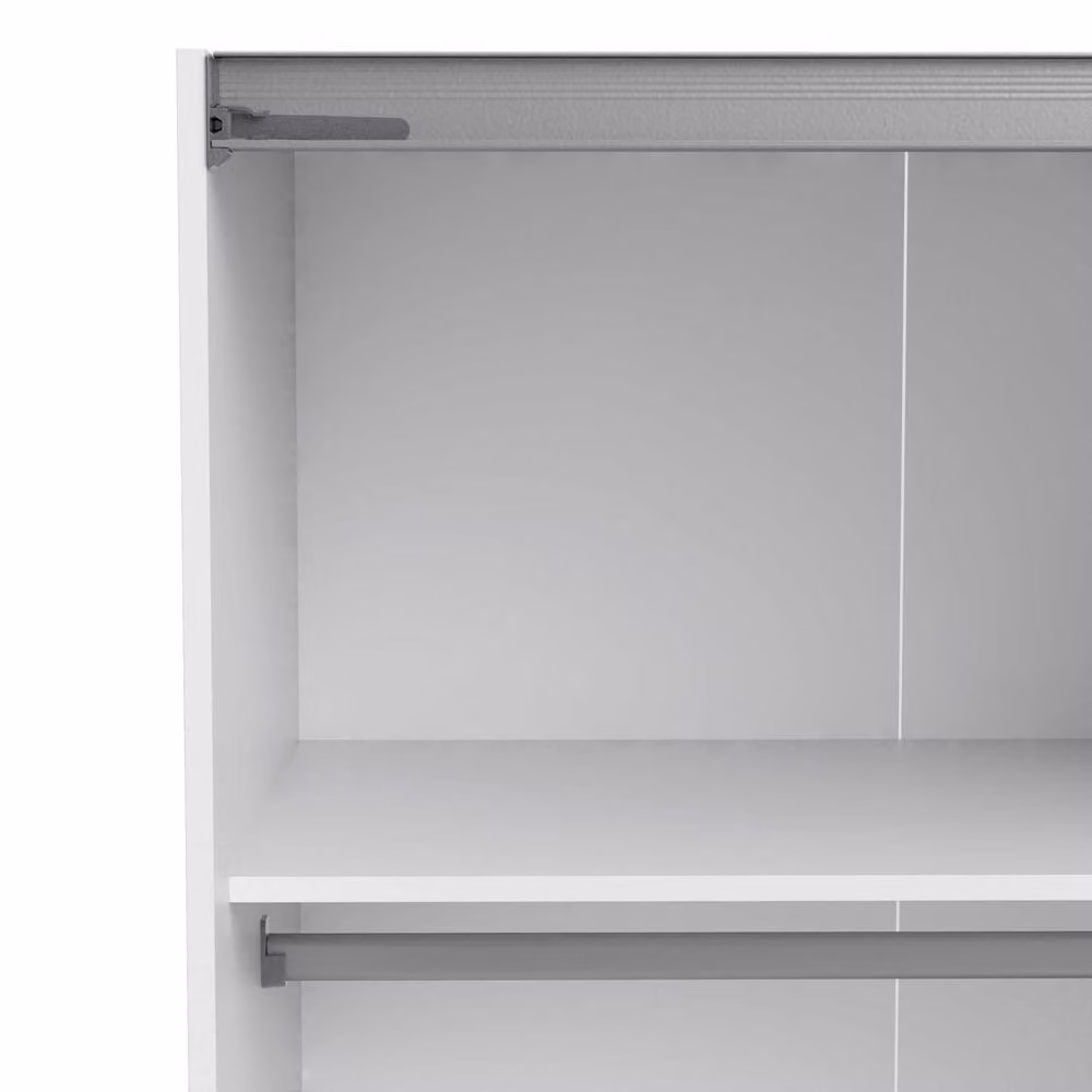 Wyld Haus Bordeaux White Natural Oak Double Sliding Door Wardrobe with Internal Shelves and Hanging Rod H 180 cm x W 180 cm x D 60 cm – 4
