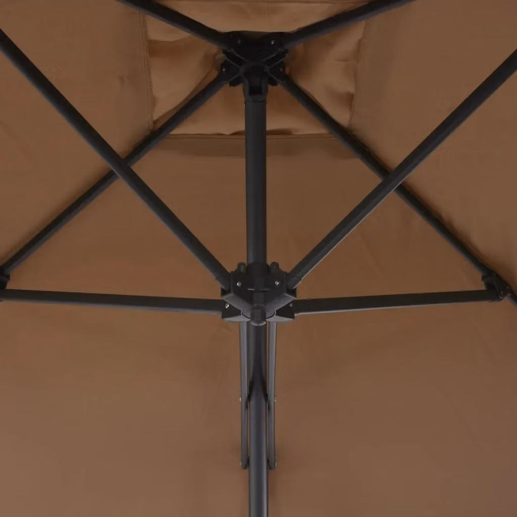 Berkfield Home Outdoor Parasol with Steel Pole, Beige, W/D: 250 x 250 cm – 2