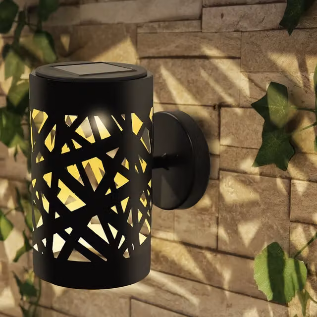 Betley Butterfly Weave Wall Mounted Solar LED Garden Light in Black
