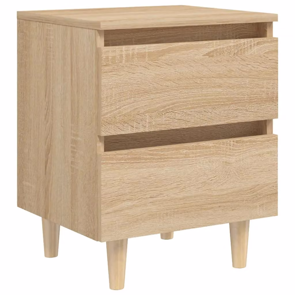 Berkfield Home Bed Cabinet in Sonoma Oak and Brown with Solid Pinewood Legs, W/D/H: 40 x 35 x 50 cm – 2