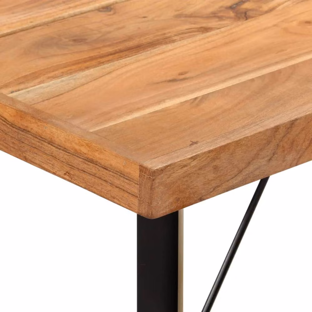 Berkfield Home Industrial Acacia Wood and Iron Bar Table in Brown, W/D/H: 150 x 70 x 107 cm – 4