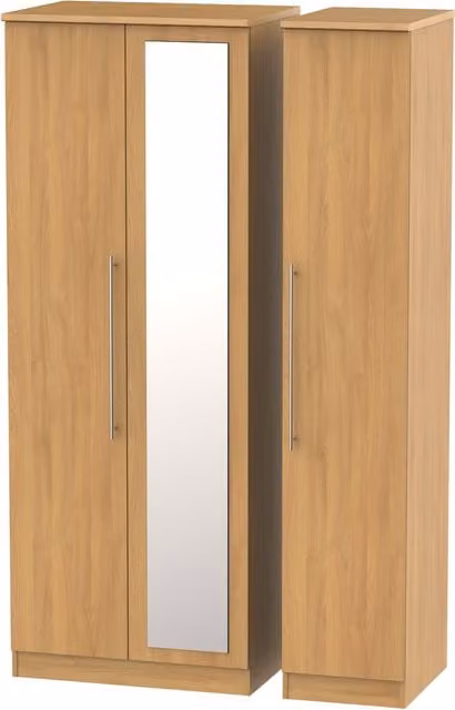 Ready Assembled 2 U Carlton Tall Triple Mirror Wardrobe in Natural