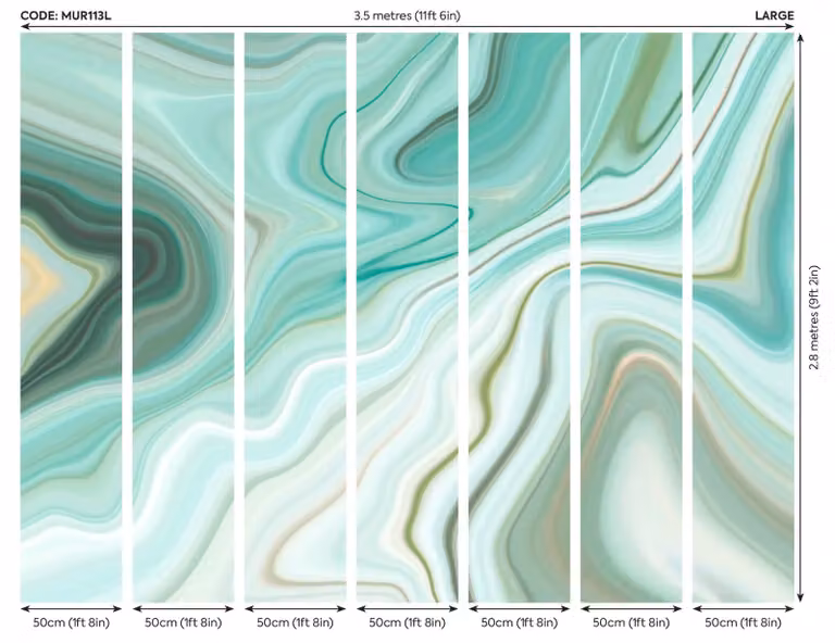 Origin Murals Botanical Fleur Wall Mural in Emerald Green, W: 350 cm, H: 280 cm