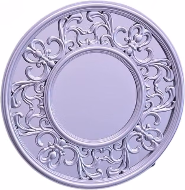 Biznest Antique Baroque Silver Effect Round Hanging Wall Mirror
