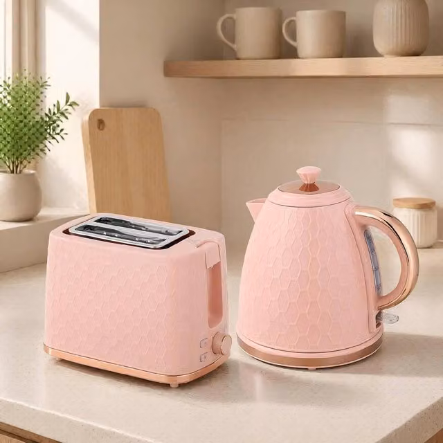 STILVORA Pink Kettle and 2 Slice Toaster Set