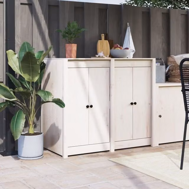 Berkfield Home Outdoor Kitchen Doors, 2 Piece White Solid Pine Wood, W/D/H: 50 x 9 x 82 cm – 1