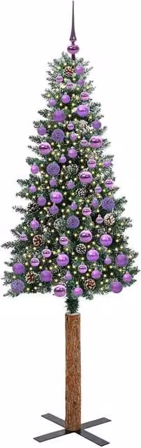 Berkfield Home Elegant Slim Christmas Tree with 300 LEDs in Green and White, Height: 180 cm