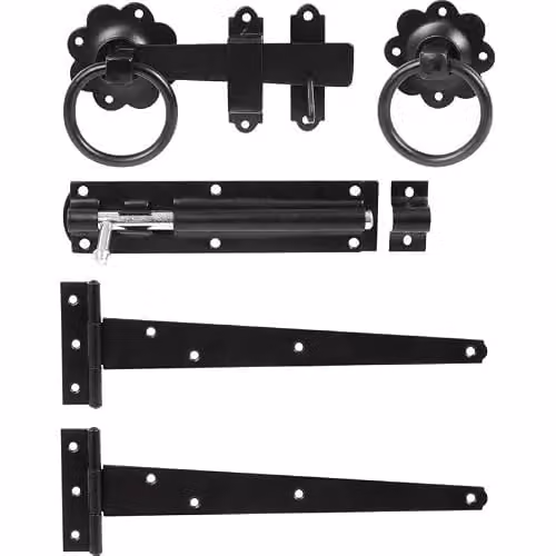 Hardware-Solutions Plain Ring Gate Latch Kit in Matt Black Steel