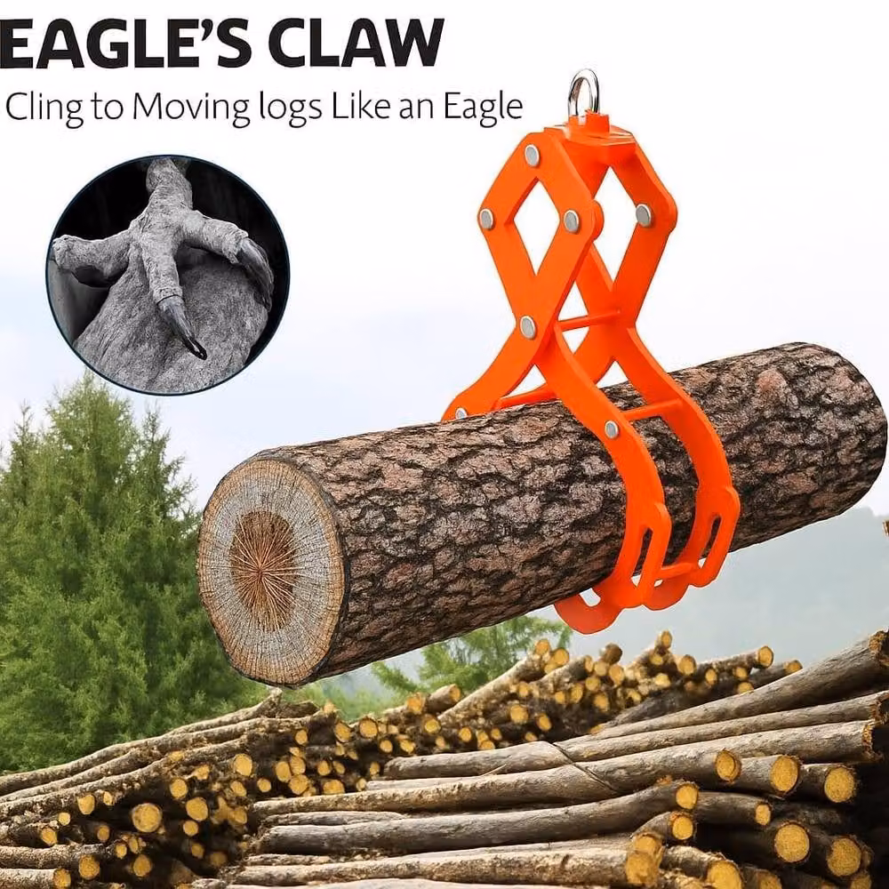 London Boutique Heavy Duty 4-Claw Log Skidding Tongs Hunter Claw Wood Grapple Hook, Orange, 81.28 cm – 3