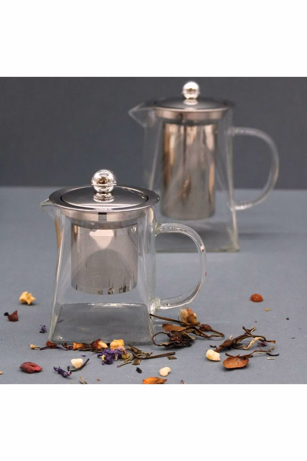 KDMD Elegant Tower Glass Infuser Teapot with Stainless Steel Infuser, Transparent, 350ml – 2