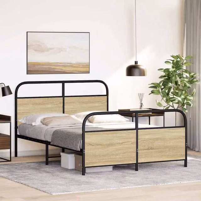 Berkfield Home Elegant Small Double Bed Frame in Sonoma Light Brown, W/D/H: 120 x 190 cm – 1
