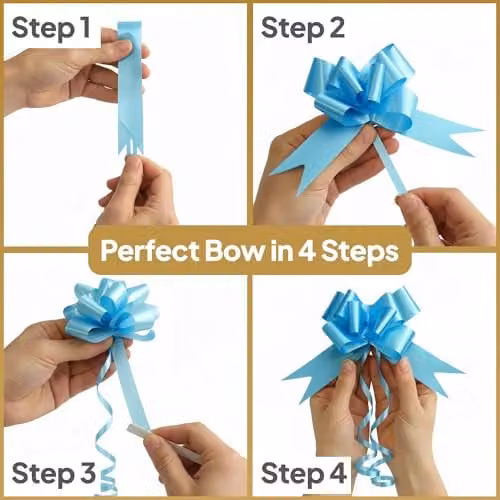 Shatchi 40pcs Pale Blue 30mm Pull Bows for Gift Wrapping and Party Decorations – 4