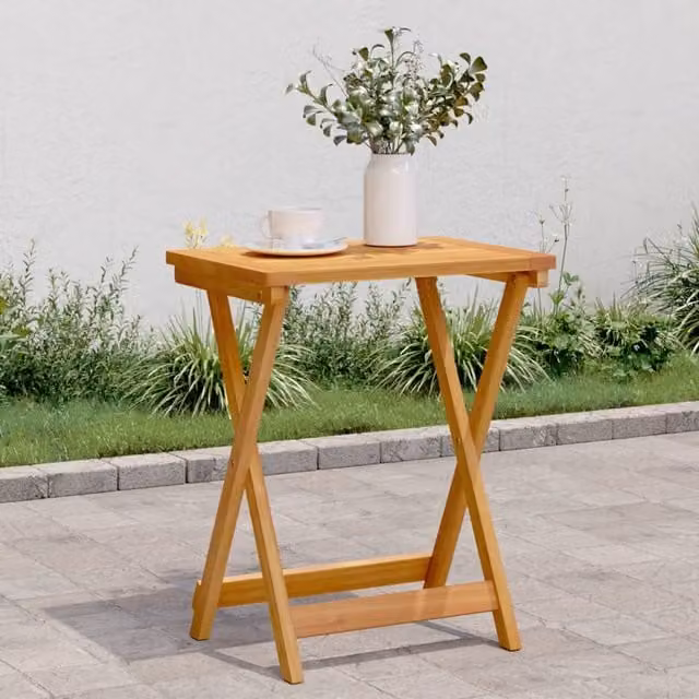 Berkfield Home Folding Garden Table in Brown Solid Acacia Wood, W/D/H: 50 x 36 x 60 cm