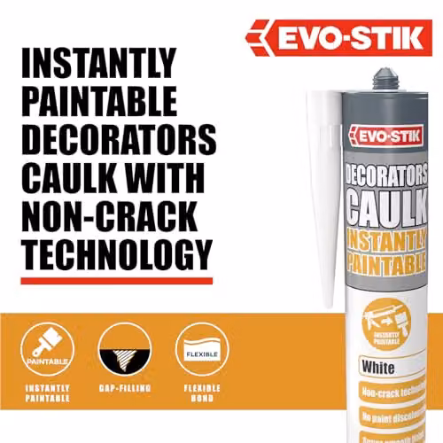 Evo-Stik White Paintable Acrylic Decorators Caulk, 310ml – 3