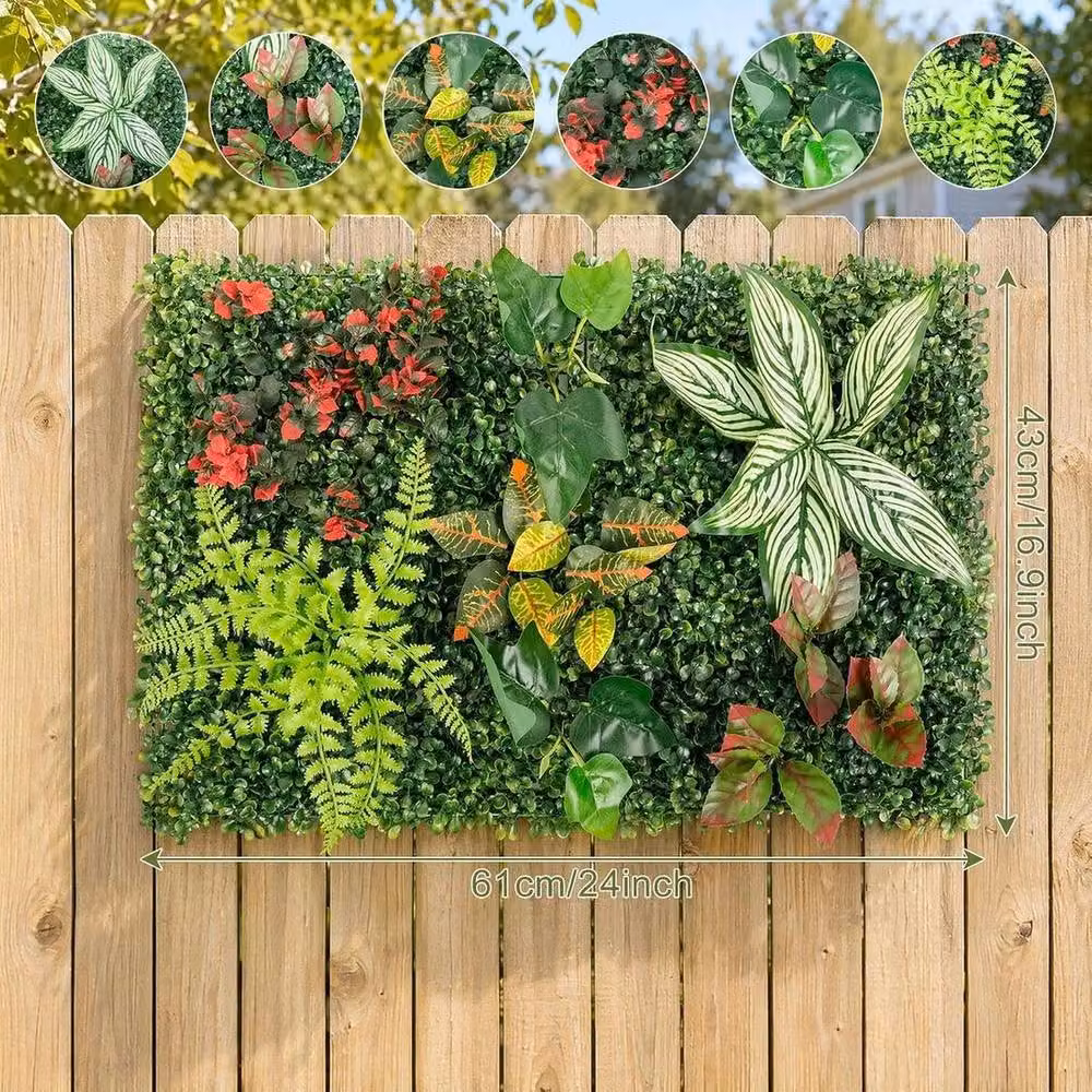 EONLION Green Artificial Hedge Wall Panels, W: 100 cm, H: 15 cm – 2