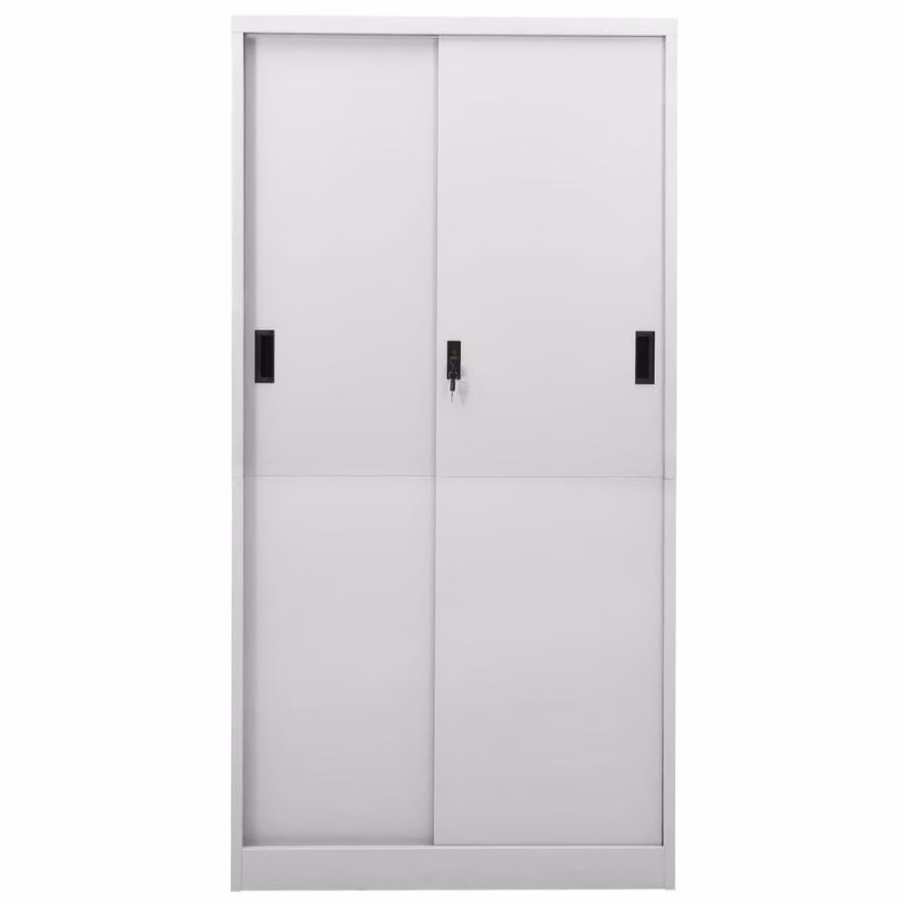 Berkfield Modern Home Office Cabinet in Matt Grey with Sliding Doors and Adjustable Shelves, W/D/H: 90 x 40 x 180 cm – 2