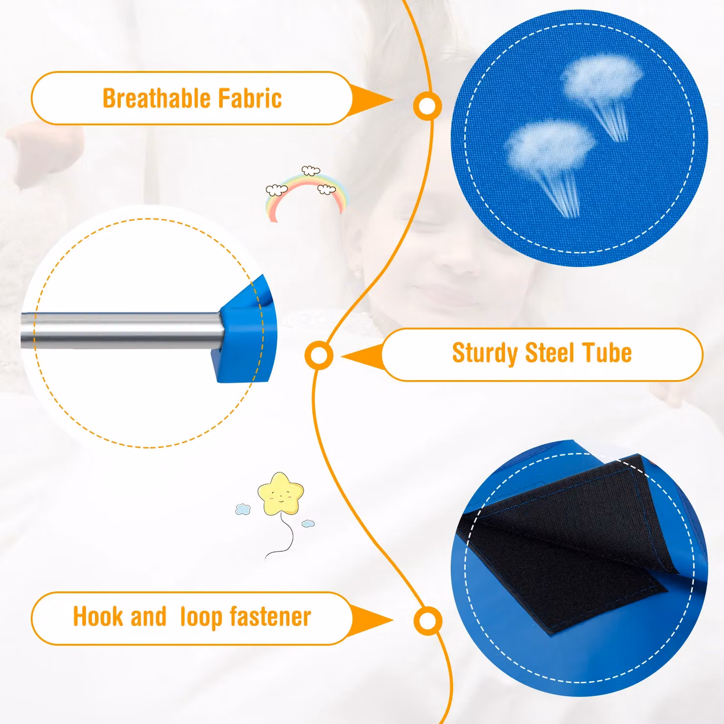 Costway 6-Piece Stackable Naptime Cot Toddler Daycare Rest Mats in Blue, W/D/H: 90 x 190 cm – 5