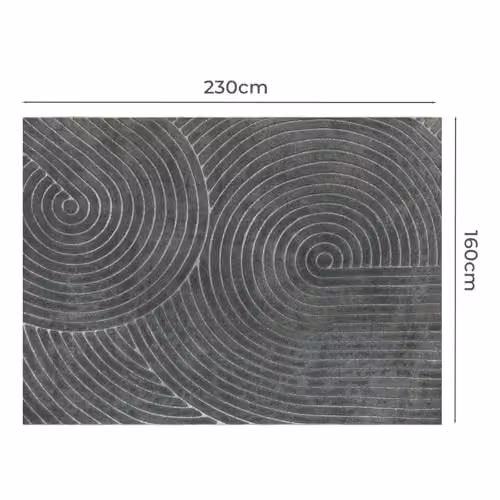 MARLOW Large Fluffy Geometric Area Rug in Dark Grey, W: 160 cm x D: 230 cm, Machine Washable and Non-Slip – 2