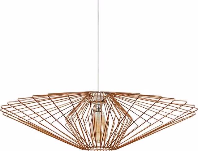 ValueLights Modern Geometric Copper Wire Basket Cage Ceiling Pendant Light Shade in Copper and Brown