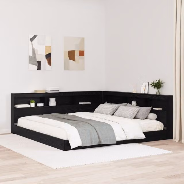 Berkfield Home Black Oak Storage Headboard with Integrated Shelf, Width: 180 cm – 1