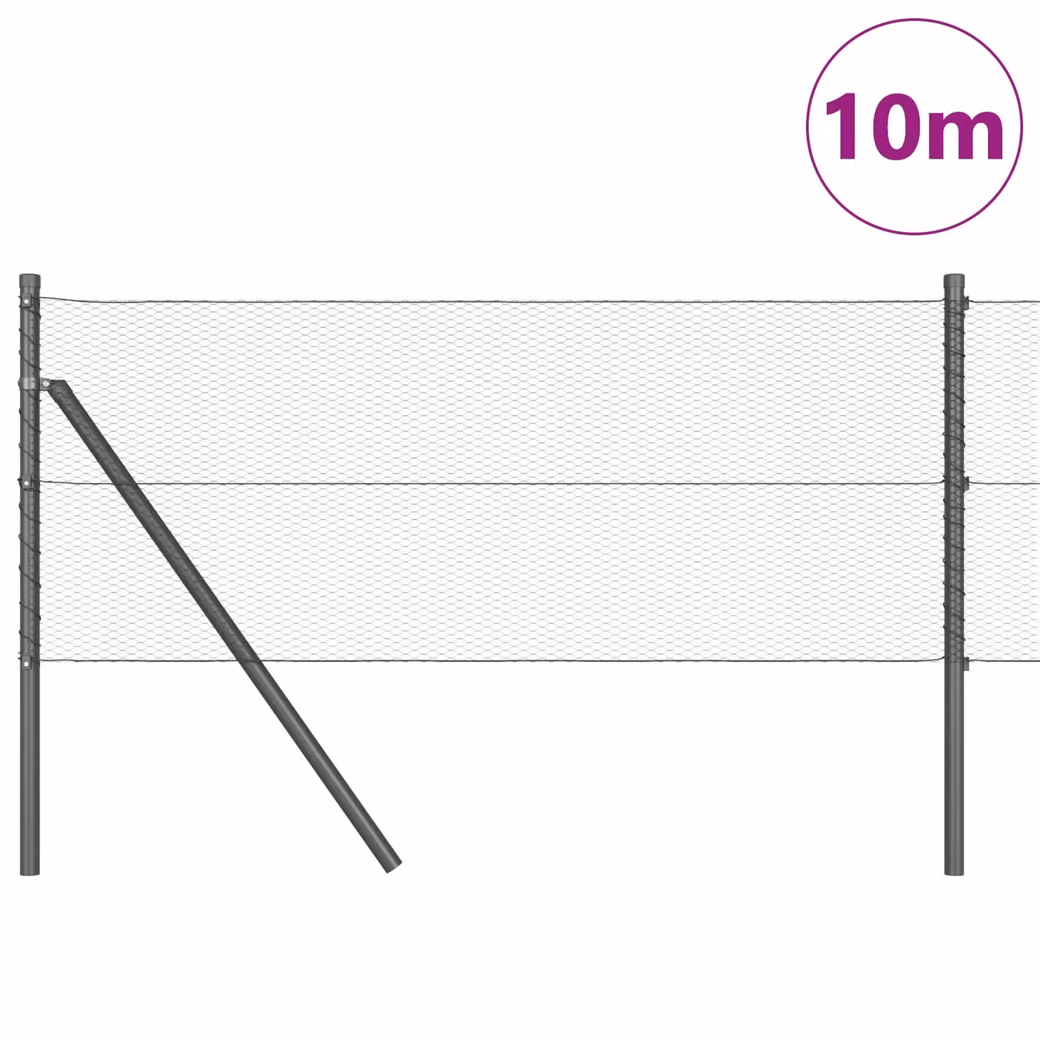 Berkfield Home Hexagon Steel Fence, Grey, W: 0.6 m, L: 10 m – 2