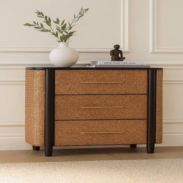 Artisan Furniture Havana Weave 3 Drawer Chest in Brown Mango Wood and Rattan