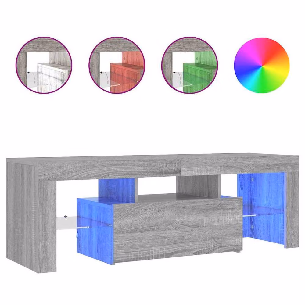 Berkfield Home Modern TV Cabinet with LED Lights in Grey Sonoma, W/D/H: 120 x 35 x 40 cm – 3