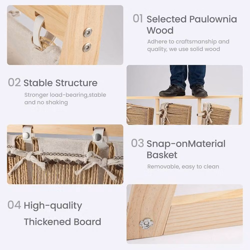 Havendro 3 Tier Wooden Ladder Storage Display Rack in Sand and Brown – 2
