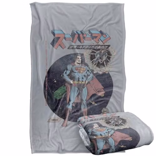 Warner Bros. Superman Retro Japanese Silky Touch Super Soft Fleece Throw Blanket, Multicolour