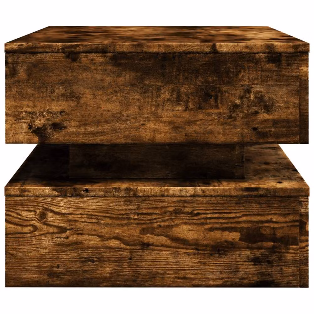 Berkfield Home Modern Rectangular Coffee Table with LED Lights in Smoked Oak Brown, W/D/H: 90 x 50 x 40 cm – 6