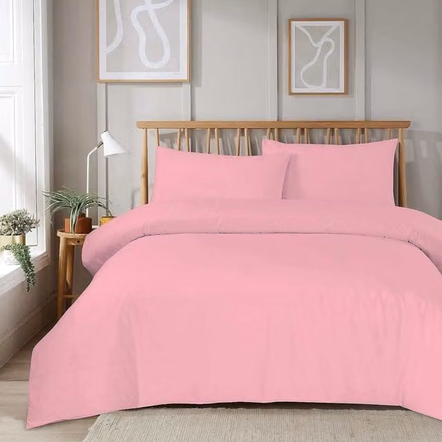 NewEdgeBlinds Plain Pink Minimalist Cotton and Polyester Duvet Cover, W x H: 180 x 200 cm