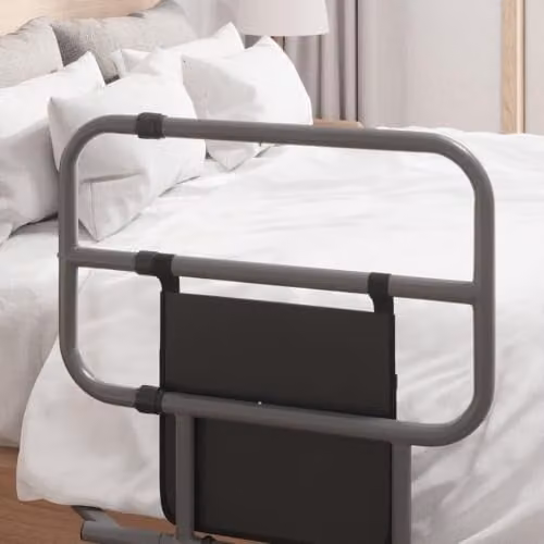 HOMCOM Modern Black Metal Bedside Shelf for Seniors with Side Compartments, W/D/H: 135.0 x 61.0 x 66.0 cm – 10