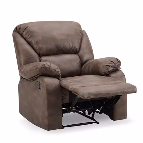Home Detail Enoch Manual Recliner Armchair in Brown Faux Leather, W/D/H: 76 x 97 x 104 cm