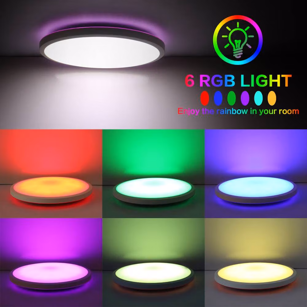 Goeco Round RGBW LED Ceiling Light with Remote Control, IP44 Rated for Bathroom, Kitchen and Bedroom, White – 5